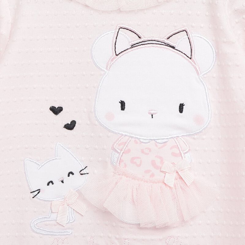 Girls Light Pink Printed Leg Opening Babysuit image number null